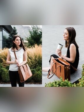 Women's 17" Leather Laptop Bag - Large Capacity Genuine Leather Briefcase